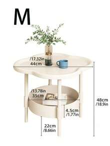1件创意现代简约咖啡桌，移动储物架，奶油色，适用于客厅、沙发旁、床边，方便实用且功能多样