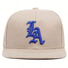 Twostyles Unisex Baseball Cap - Breathable Embroidered 'LA' Design, Adjustable Snapback, Black Retro Style, Suitable For Outdoor Sports And Casual Wear, Sun Hat, Adjustable Helmet - 卡其色 - 查看 10
