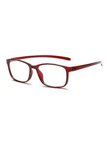 1 pereche de ochelari dreptunghiulari vintage roșii transparenți, ochelari de modă casual pentru femei, potriviți pentru citit zilnic, naveta la serviciu, ținută de plajă, cadou casual de afaceri retro Y2K de bază