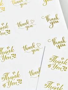 120张感谢贴纸，3种经典字体烫金标签，适用于小型企业、婚礼、生日、贺卡、包装、信封封口等场合。 - 金色 - 查看 5