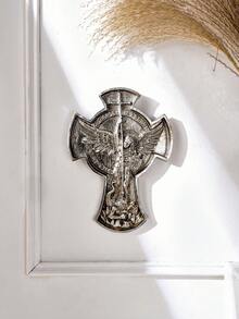 1pc Nordic Mythology Art Design Large Angel Decorative Wall Hanging, Resin Material With Gold & Silver Foil, European Vintage Angel Cross Wall Decor - Multicolor - View 8