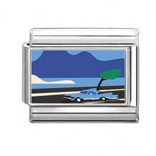 1pc DIY Photo Modular Bracelet, Decorated With Flower, Shell, Heart, Eye, Ocean Elements, Suitable As Party Gift For Friends/Couples, Applicable For Christmas, New Year, Halloween, Valentine's Day, Charming Design, Stainless Steel Jewelry, Local , Practical & Fashionable, Christmas & Halloween Essential, Autumn Tone, Christmas Style