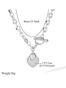 1 Set Fashionable Stainless Steel Double Heart Necklace & Bracelet Jewelry Set, Waterproof, Suitable For Holiday Gifts