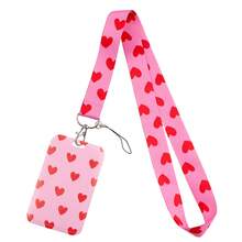 1个情人节心形钥匙扣，尼龙挂绳，可用于手机、相机、身份证、挂绳 - 彩色 - 查看 2