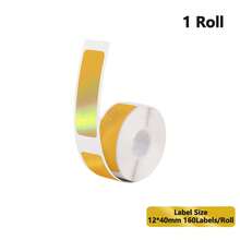 12x40mm Etiquetas holográficas duraderas - Rollo de 160 piezas de cinta láser térmica impermeable para impresoras D30 P11 P12 P15, pegatinas para eventos al aire libre - Multicolor - Ver 10