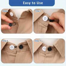 4pcs/8pcs/16pcs Expandable Waist Buttons, No Sewing Detachable Cuff Collar Shirt Extender, Elastic Waistband Adjustable Buttons, Unisex - Multicolor - View 9