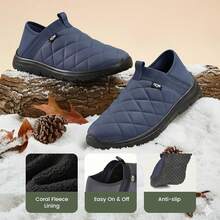 OOW Slippers For Men With Memory Foam House Shoes Lightweight Pl 11ush Slip On Garden Loafer Slippers Indoor Outdoor,8.5,NavyBlue - Xanh navy - Xem 4