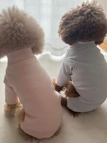 Multi-Color Solid Fleece Dog Clothes, 4-Leg Jumpsuit, Comfortable Casual Bodysuit Suitable For Small Dogs Like Teddy, Pomeranian, Yorkshire Terrier, Maltese, All Seasons - Pink - View 4