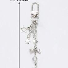 1pc Y2K Style Star Keychain Women's Sweet & Cute Silver Star & Bowknot Design Phone Strap/Fashion Charm/Keychain For Daily Use Best Gift For Friends Casual Id Badge Holder Keychain Accessories Key Chains For Women - 彩色 - 查看 5