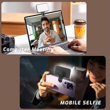 buguangdeng Cold And Warm Dual Color Temperature 1pc Mini Pocket Fill Light With 1 Clip, 3 Brightness Levels, Portable & Compact, Suitable For Smartphone, Camera, Laptop, Photography, Video Call, Makeup, Lighting, Built In 200mAh Battery Women's Day Gift - Charging Model - View 4