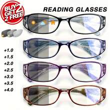 Set Of 4 Oval Women's Reading Glasses Colorful Printed Lightweight Portable For Daily Use - 黑色+藍色+紫色+棕色 - 查看 1