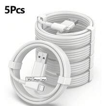 1/2/5条装 20W USB 转 Lightning 快充数据线，高效数据传输线，3.3 英尺/100 厘米，适用于苹果 CarPlay 的车载数据线，兼容 14/13/12/11/Pro Max Plus 系列 - 白色 - 白色 - 查看 15