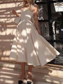 Đầm dự tiệc thanh lịch, thoải mái, lãng mạn, thích hợp cho kỳ nghỉ, hẹn hò hàng ngày, đám cưới, đầm hè cho nữ, đầm thanh lịch cho nữ, đầm dài trắng thường ngày. - trắng - Xem 3