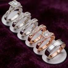 Three-Tone Sparkle: Elegant Zirconia Eternity Rings For Daily Wear & Wedding - Bạc - Xem 4