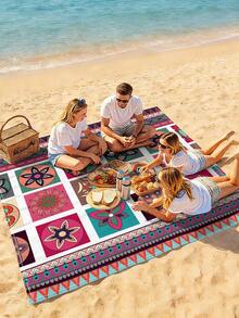 1pc New Outdoor Waterproof Anti-Sand Digital Printed Picnic Mat/Beach Towel, Fashionable And Fresh Pattern, Suitable For Outdoor Camping And Picnics (120g Fabric Weight) - Multicolor - View 8