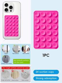 1 pieza Funda de silicona para teléfono con 24 ventosas, adecuada para teléfonos, bolsas de portátil, bolsos, ventosas y soportes para tarjetas compatibles con , teléfonos Android, regalo para cumpleaños, familia, amigos, soporte para teléfono en el baño, soporte para teléfono, accesorios para teléfono, soporte adhesivo - Multicolor - Ver 17