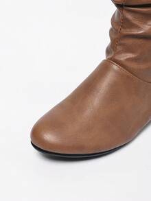 2025年秋冬女士时尚休闲可折叠平底踝靴、西部靴 - 棕色 - 查看 9