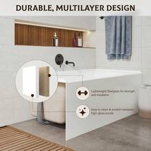 60" X 30" Acrylic Drop-In Bathtub, Glossy White Soaking Tub With Storage Ledge, Right Drain & Integral Flange - Right Drain - View 7