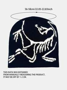 1pc Cute Bird Pattern Unisex Knit Beanie Hat, Autumn/Winter Letter Knit Cap, Recommended Winter Outfit Accessory & Gift - A - View 4