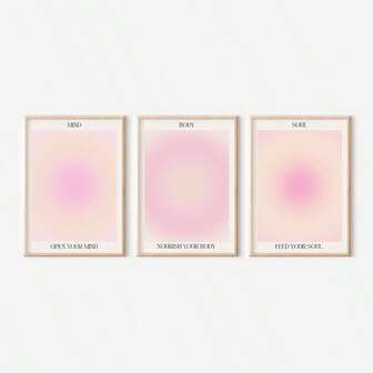 3件套身心灵帆布艺术套装 - 3件套正能量渐变墙饰，适用于客厅、卧室、办公室 - 无框灵性海报，帆布艺术套装家居装饰海报，适用于房间、卧室装饰、办公室装饰、家居油画和壁画艺术装饰、浴室装饰。