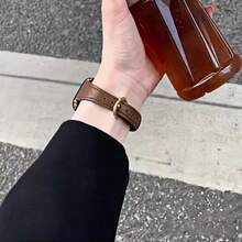 1pc Elegant Horseshoe Buckle Leather Watch Band, Simple & Luxury Niche Design, Compatible With Apple Watch Series 1/2/3/4/5/6/7/8/9/10/SE/Ultra, Fits 38mm 40mm 41mm 42mm 44mm 45mm 49mm, Fashionable & Durable - Brown - View 6