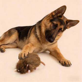 Juguete de peluche con chillido para perros, juguete interactivo con forma realista de ratón, juguete de masticación de enriquecimiento con chillador incorporado, juguete de peluche suave pero duradero para masticadores agresivos, estimulación mental, alivio del aburrimiento, juego interior, buscar y lanzar, diseño de animal lindo, ideal para perros de raza mediana y grande