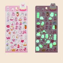 3D立体贴纸，儿童创意卡通闪光水晶贴纸，趣味浮雕贴纸，夜光贴纸 - 彩色 - 查看 12