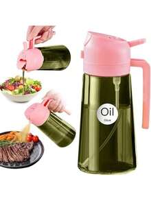 EstiloYARRAMATE Dispensador De Aceite De Oliva Juego Con Scuro Protezione Dalla Luce, 470Ml 2 En 1 Spray De Cocina, Verde Pulverizador De Aceite De Calidad Alimentaria (Negra)VersióN Mejorada - Rosa - Ver 2