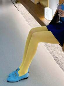 Women's Yellow Semi-Sheer Sexy Leggings/Pantyhose/Thigh-High Socks, Alluring Semi-Transparent Tights, Create Bold Layered Looks, Playful Shaping Stockings - Multicolor - View 6