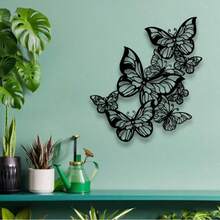 Butterfly Metal Wall Art - Elegant Black And White Iron Sculpture, Delicate Leaf Design, Suitable For Indoor/Outdoor Home Decor, Applicable To Living Room, Kitchen, Garden, Office Wall Hanging Decoration, Butterfly Decor - Black - View 7