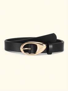 1pc Black Fashionable Women's Skinny Waist Belt With Buckle - Belt - View 12