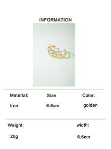 1pc Metallic Geometric Single Cuff Bracelet - Gold - View 13