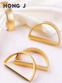6pcs D-Shape Napkin Rings, Suitable For Home, Restaurant, Dining Table Decor, Party & Holiday Decoration, Napkin Clips - Multicolor - View 2