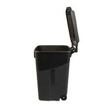 45 Gallon Wheeled Heavy Duty Plastic Garbage Can, Attached Lid, Black - 1 - Xem 5