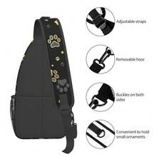 Paw Print Sling Bag For Women Crossbody Bag Golden Dog Paw Print And Stars On Black Background Sling Backpack For Men Cute Animal Footprint Shoulder Bag Gym Sports Travel HiFKing Daypack - 金的 - 查看 5