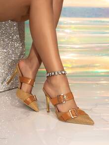 French Niche Design Pointed Toe High Heel Mule Sandals For Women, Spring/Summer