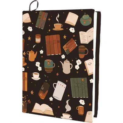 Sun Stretchable Book Cover Moon Star Black Washable Reusable Large Nylon Book Protector Elastic Notebook Wraps Suitable For Hardcover Books Classroom