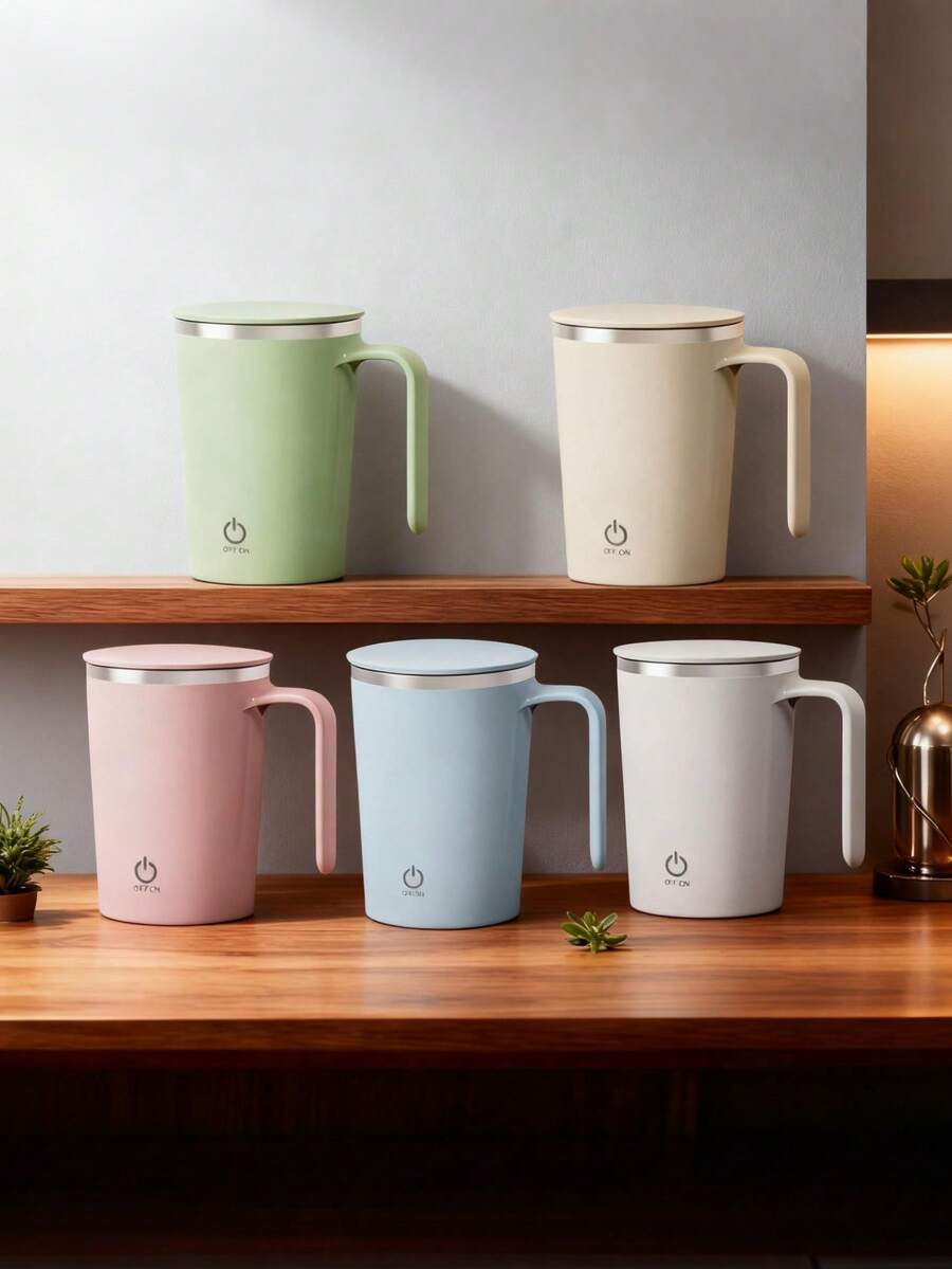 多种颜色可选，自动搅拌杯，电动便携咖啡杯，防溢设计，无需加热，可搅拌液体，适用于办公室、厨房、旅行，以及牛奶和可可饮料。耐用饮用杯，是馈赠亲友或办公室节日礼物的理想之选。无需加热，搅拌杯 - 彩色 - 查看 1