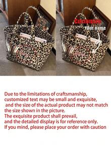 1 Personalized Women's Shoulder Bag, Custom Name Embroidery Crossbody Bag, Large Capacity Leopard Print Casual Handbag, Tote Bag, Shopping Bag, Suitable For Daily Use, Can Be Used As Family, Friends, Christmas, Easter, Spring Festival, Minimalist, Commuter, Business Casual, Basic, Customized, Personalized, Unique, Customized, Ideal Gift - Brown - View 11