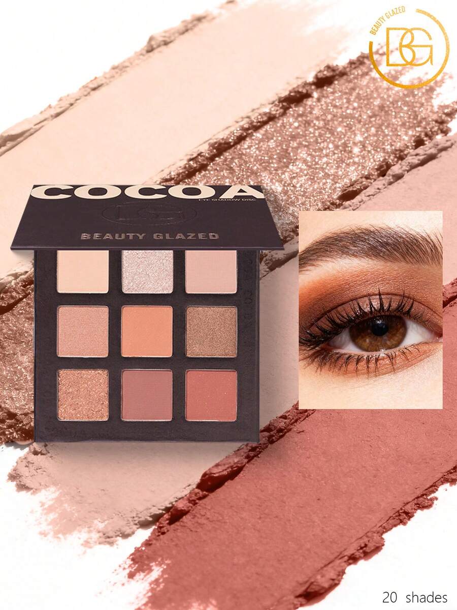 beauty glazed 9-Color Eyeshadow Palette, High Pigmentation, Matte, Shimmer, Natural Smokey, Glitter, Cream & Powder Textures, Waterproof Makeup Palette - #R - 查看 1