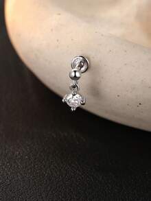 EleRunis 1pc 0.1 Carat Moissanite Diamond 925 Sterling Silver Star Tassel Flower Stud Earrings, 18K Gold Plated Flat Bottom Cartilage Earrings, Suitable For Daily Wear, Weddings, Parties, Engagements, Anniversaries, Valentine's Day And Other Occasions