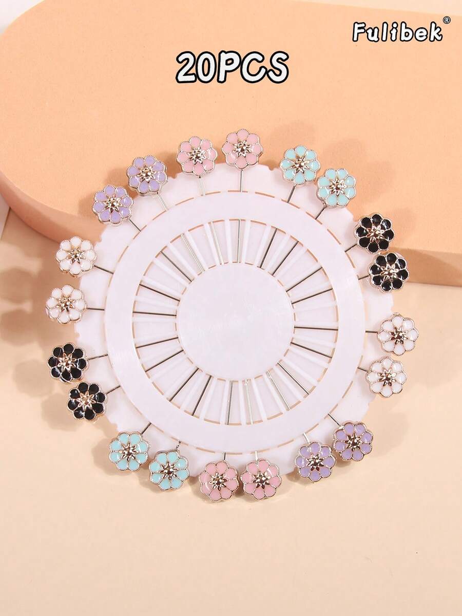 20pcs/Set Vintage Resin Middle Eastern Style Scarf Pins, Suitable For Daily Use, Random Color Delivery,Beach,Holiday,Travel Essential - Multicolor - View 1
