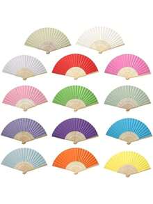Colorido abanico de papel, abanico de bambú plegable,ventilador de costillas de bambú plegable chino diy ventilador de papel en  decoración de fiesta de ducha de boda - #6 - Ver 8