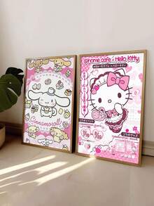 SANRIO 1张无框三丽鸥Hello Kitty和肉桂狗海报，家居装饰艺术海报，电影海报，房间装饰墙画，电视装饰海报，礼物 - 彩色 - 查看 1