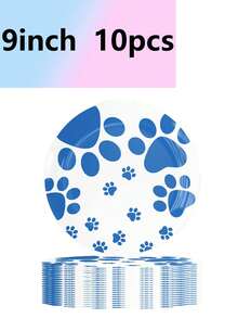 Juego de 50 piezas de vajilla desechable con temática de perro, decoración de mesa, decoración de cumpleaños, suministros de picnic, decoración de escena, accesorios para ambiente de fiesta, artículos festivos, decoraciones de fiesta - Multicolor - Ver 10