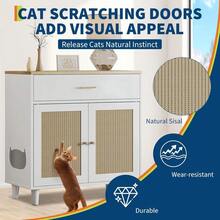 Mueble oculto para caja de arena de gato con cajón de almacenamiento, gabinete de madera para arena de gatos - Unitalla - Ver 6