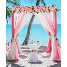 2Pack Artificial Peony Flower Garland - Silk Peony Garland With White Flowers Wedding Party Table Decoration, 6ft/Strand - 粉紅色+1 - 查看 3