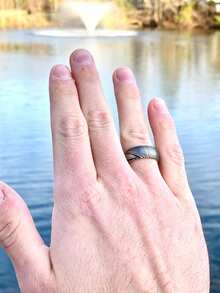 1枚8毫米高品质大马士革威士忌酒桶戒指，男士大马士革钢木质结婚戒指，独特的订婚圣诞礼物，送给男友，大马士革钢含量>60% - 銀色 - 查看 8