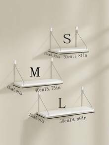 1pc Spacious Modern Minimalist Wood & Metal White Floating Wall Shelves, With Distinctive Bracket Detail, Functional Storage For Books & Decor, Wall-Mounted Shelves & Display Unit For Living Room & Year-Round Home Scenes - White - View 4
