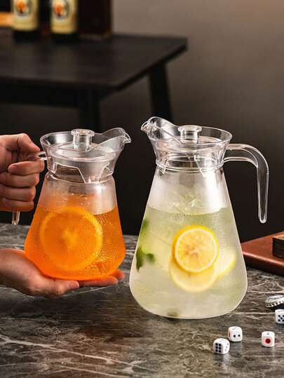 1pc Plastic Water Pitcher With Lid - Spill-Proof Beverage Pitcher, Suitable For Hot/Cold Drinks, Juice, Iced Tea, Lemonade - Dishwasher , Perfect For Home, Parties, Picnics, And Outdoor Use - Beverage Dispenser